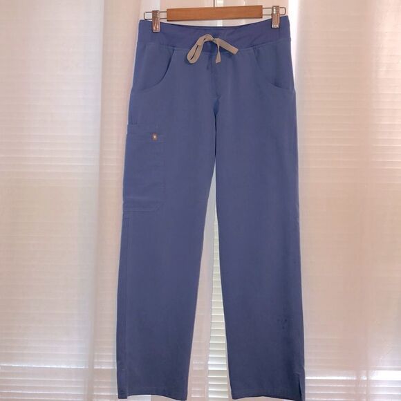 Figs XS Cargo Light Blue Drawstring 4 Pocket Technical Collection Scrub Pants - Picture 5 of 17